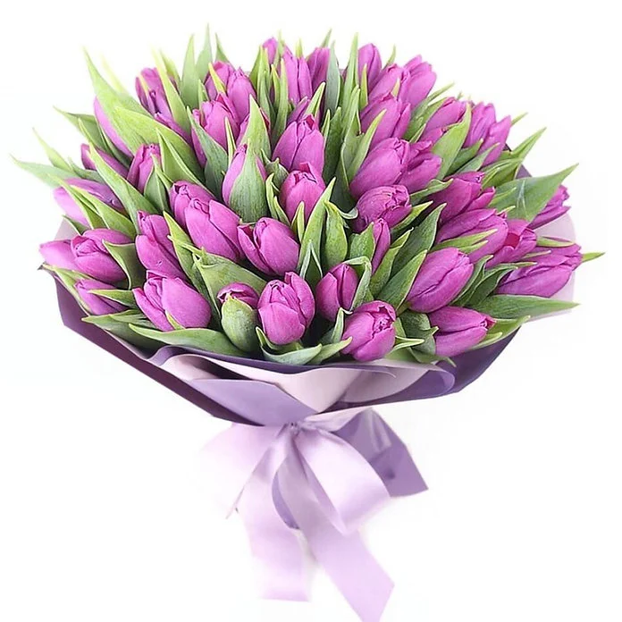 Букет из 45 тюльпанов в плёнке