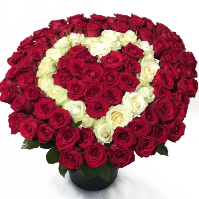 101 эквадорская роза в виде сердца