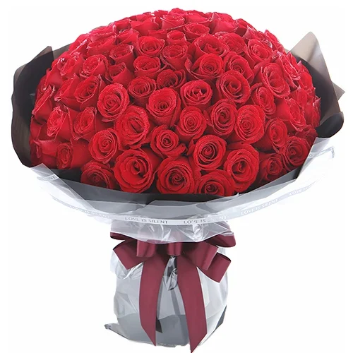 101 роза «Фридом» в плёнке